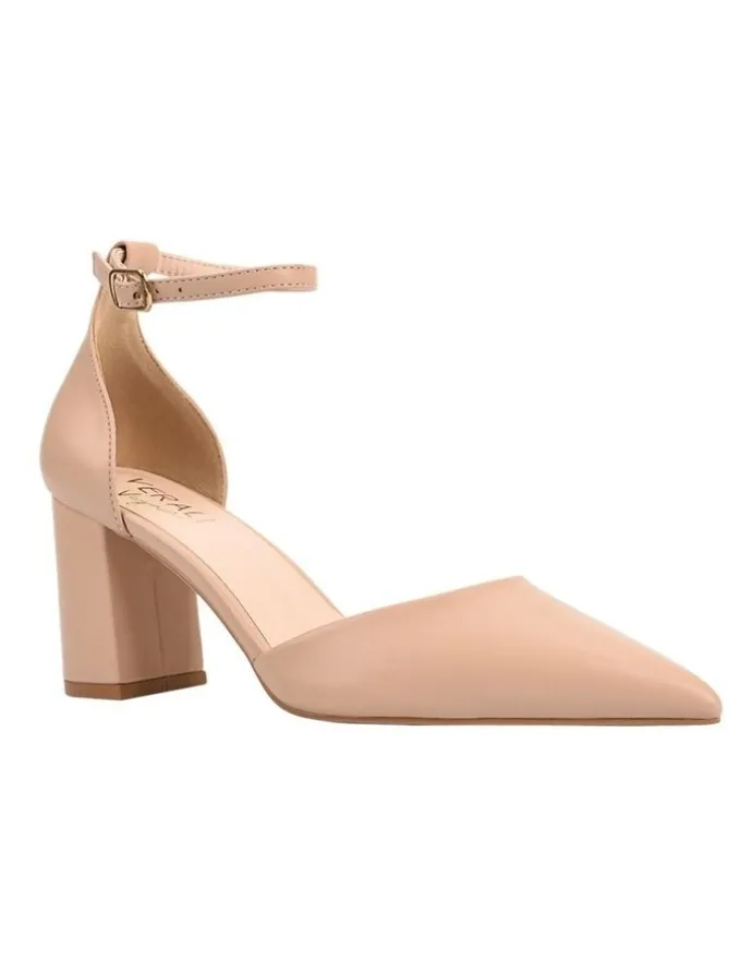 Verali Eli Closed Toe Block Heels in Nude