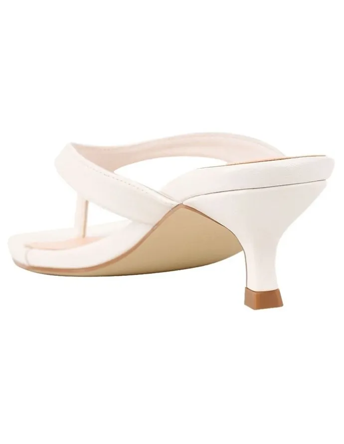 Verali Martha Kitten Heel Thongs in Chalk White