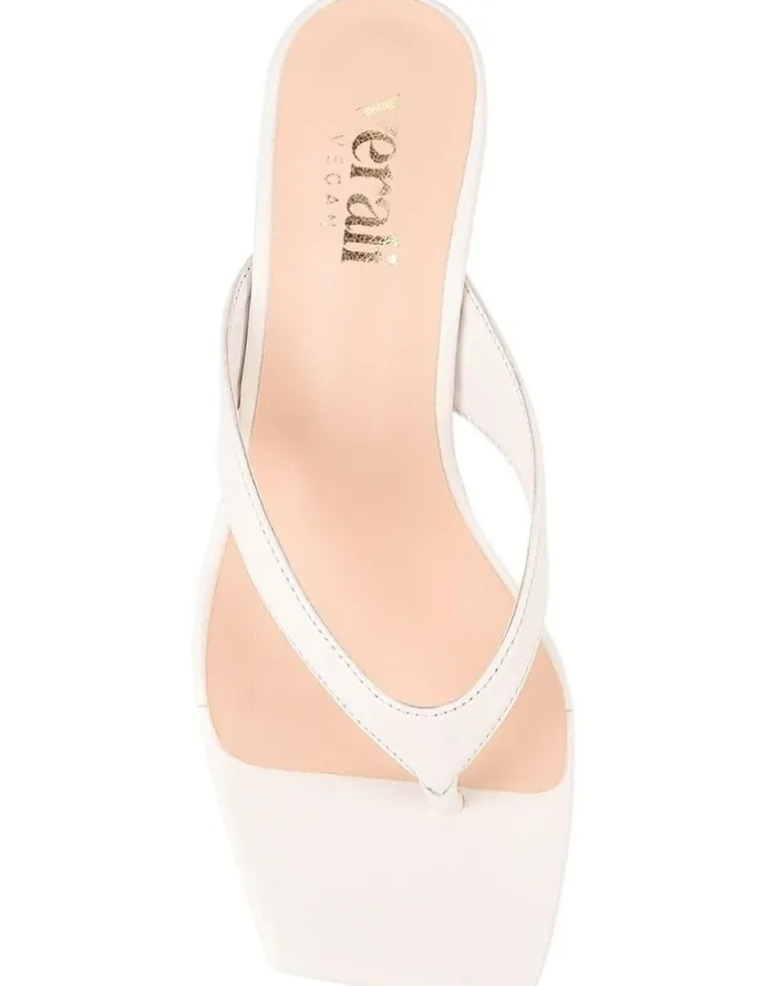 Verali Martha Kitten Heel Thongs in Chalk White