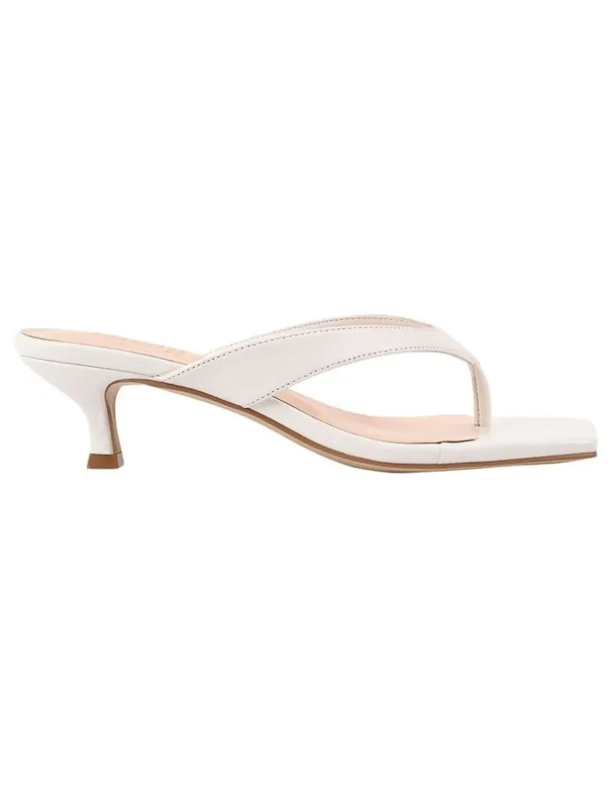 Verali Martha Kitten Heel Thongs in Chalk White