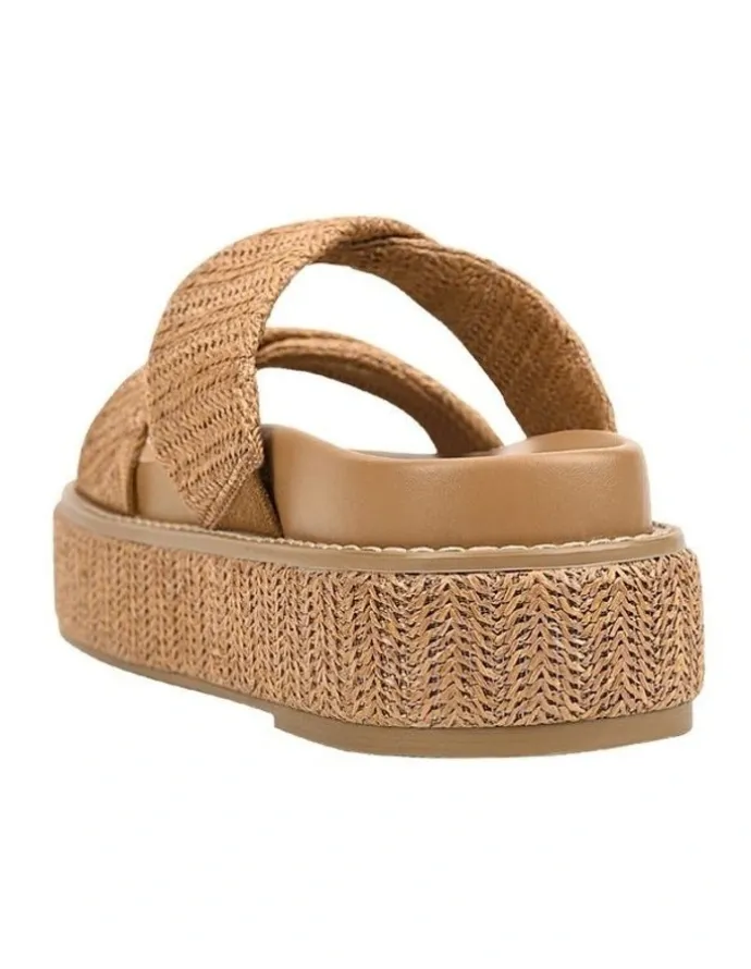 Verali Rue Flatform Slides in Tan Raffia