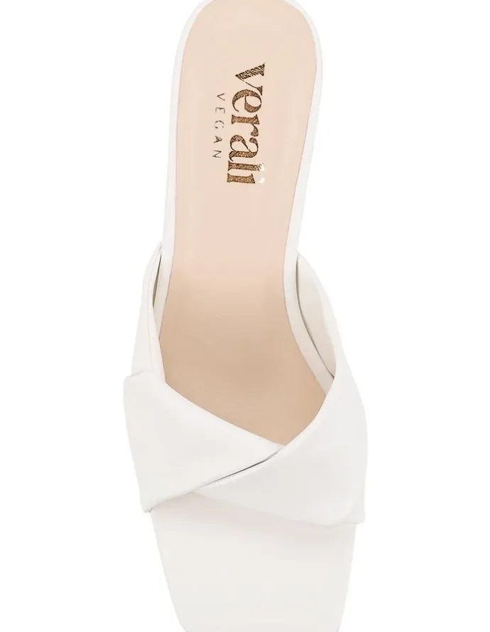 Verali Stella Block Heel Mules in Chalk White