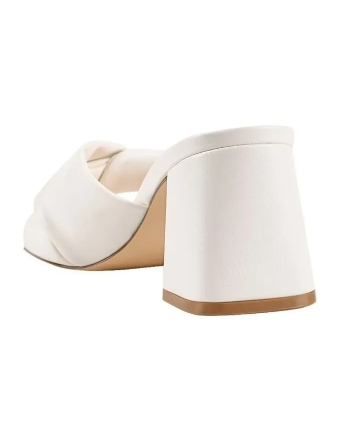 Verali Stella Block Heel Mules in Chalk White