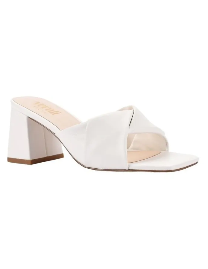 Verali Stella Block Heel Mules in Chalk White