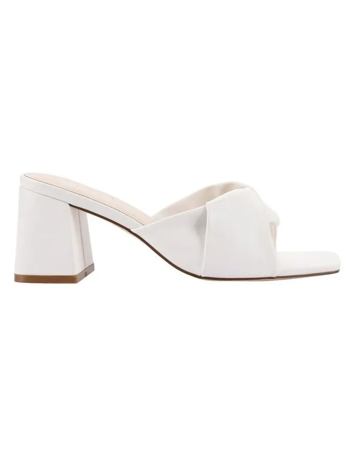 Verali Stella Block Heel Mules in Chalk White