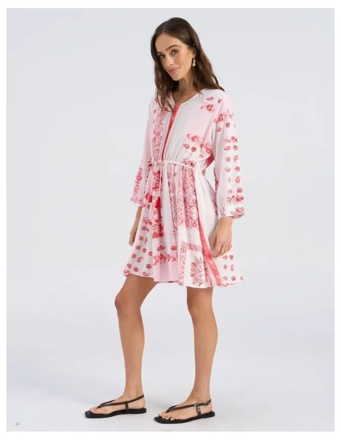 Vero Moda Milan Omia Printed Mini Dress in Pink