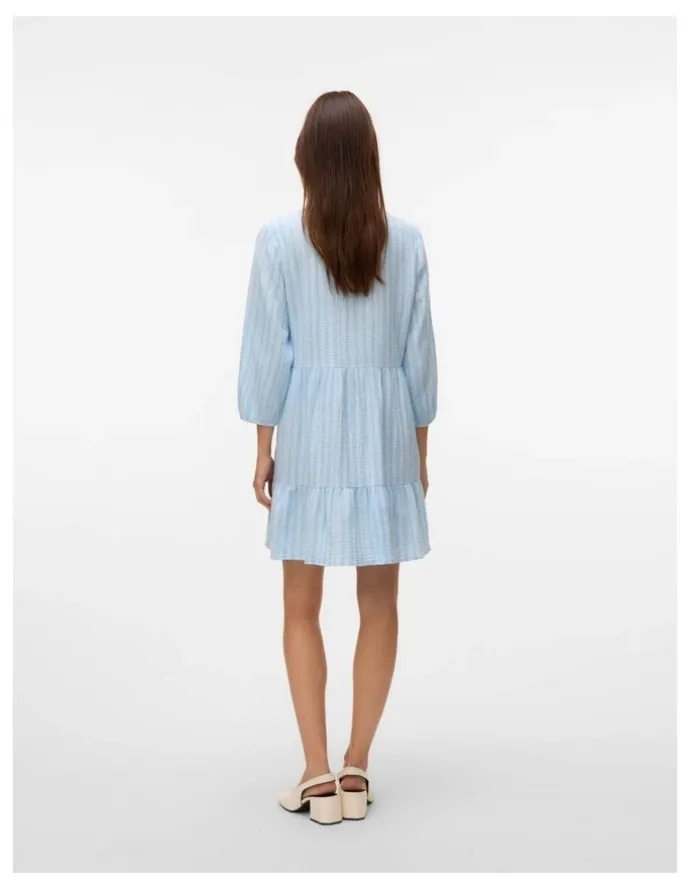 Vero Moda Nanna Layered Long Sleeve Mini Dress in Blue