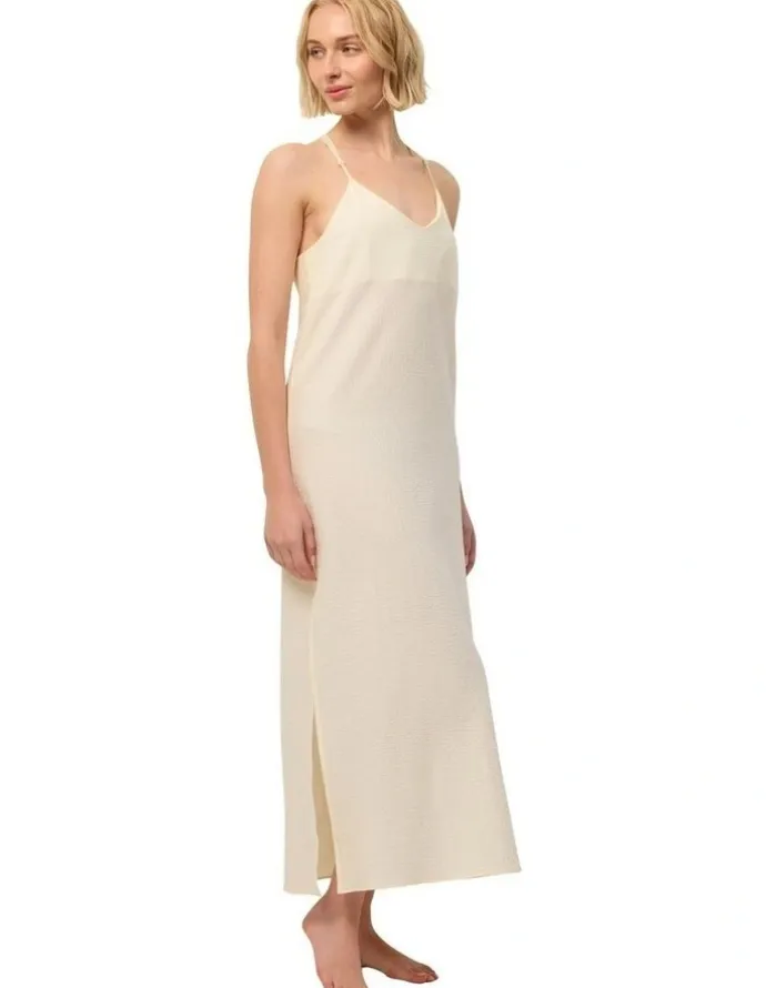 Wanderluxe Sleepwear Limoncello Long Slip Dress Camisiole in Lemon