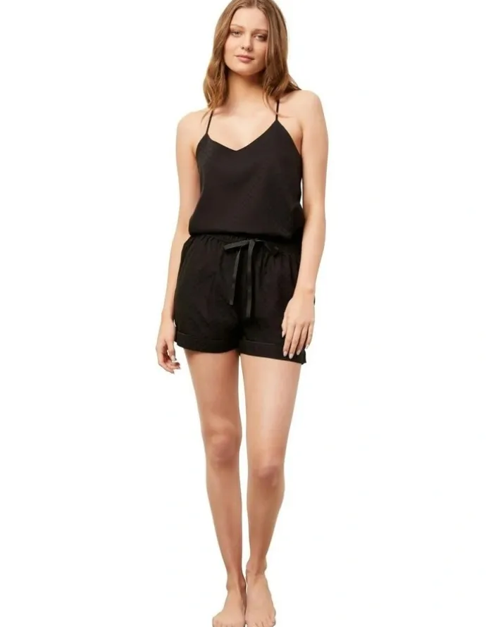 Wanderluxe Sleepwear The Ash Camisole Boxer Set in Black