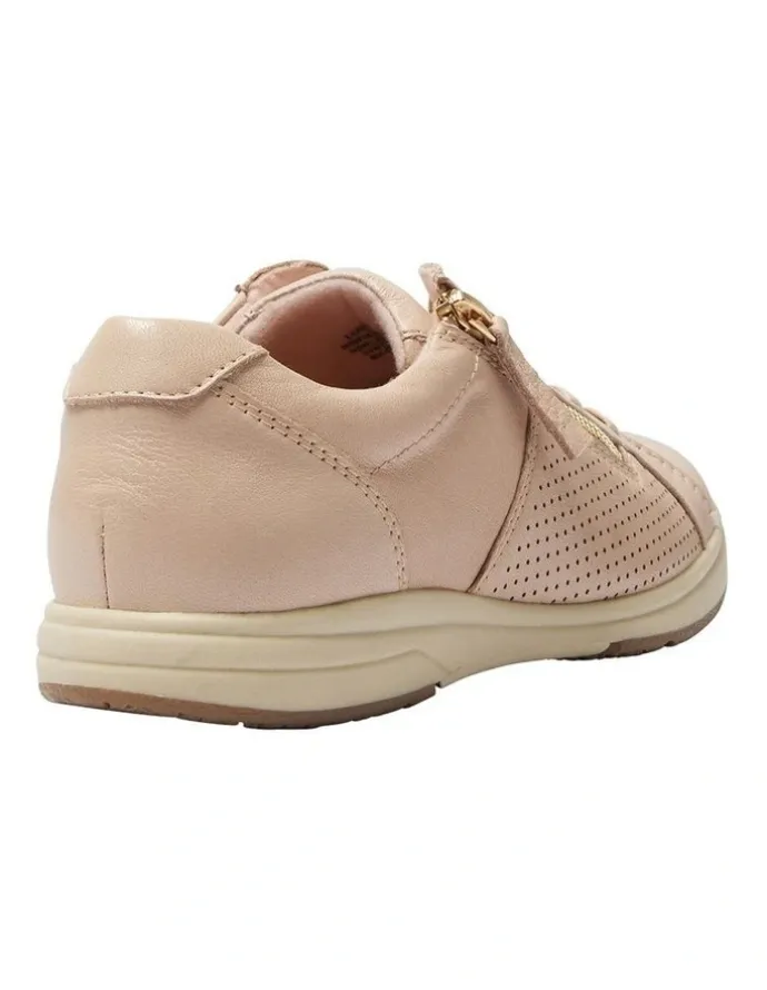 Wide Steps Normandy Sneakers in Blush Leather