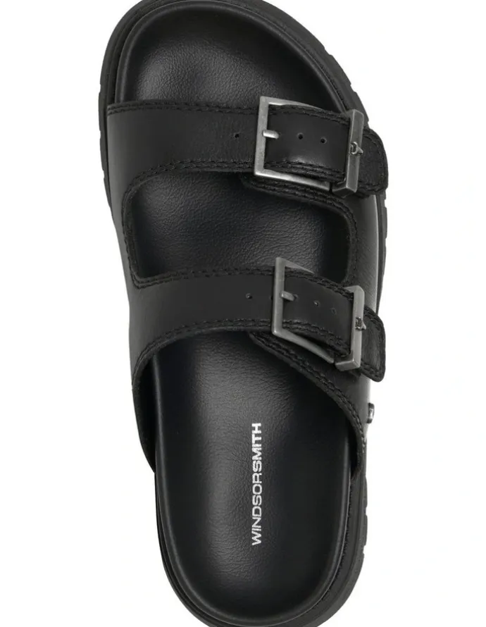 Windsor Smith Mona Leather Sandals in Black