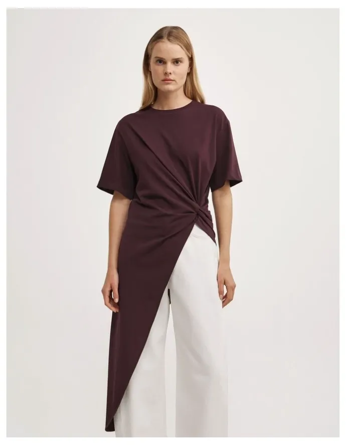 Witchery Asymmetric Tunic T-shirt in Plum