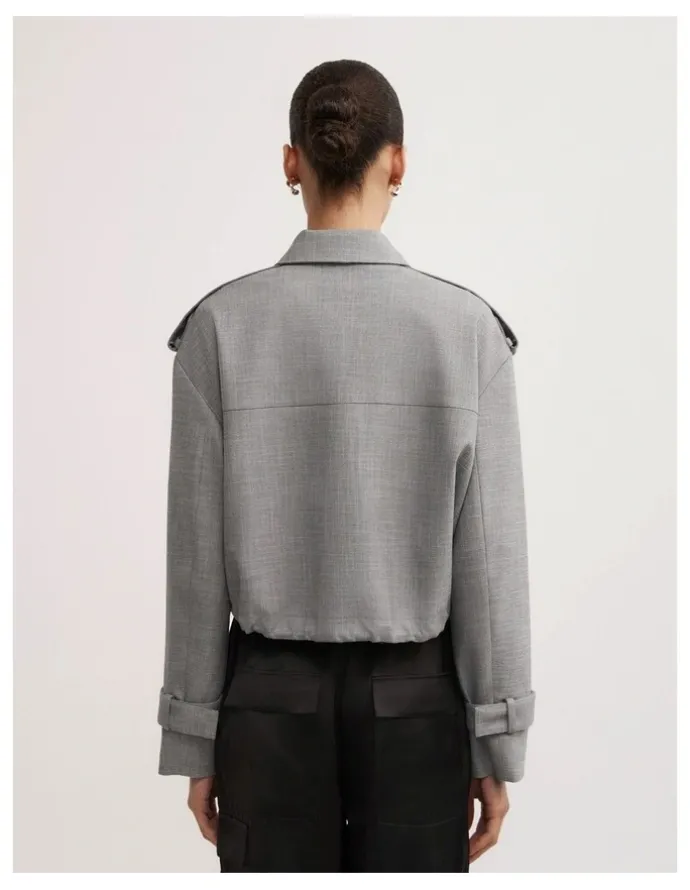 Witchery Fluid Bomber Jacket in Grey Cross Dye