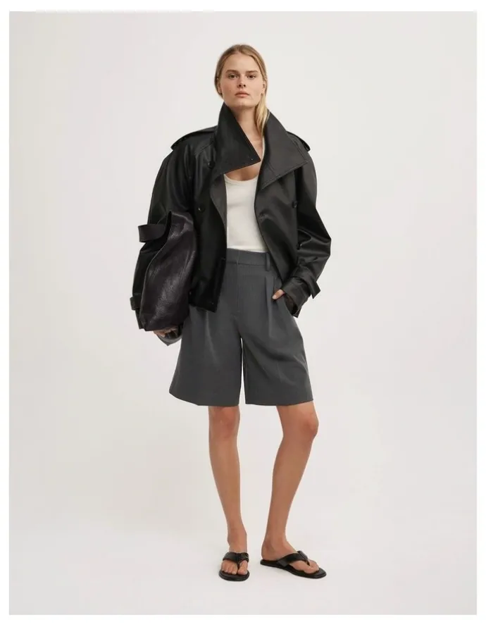 Witchery Funnel Neck Trench Coat in Black