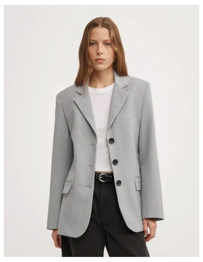 Witchery Houndstooth Blazer in Grey Houndstooth