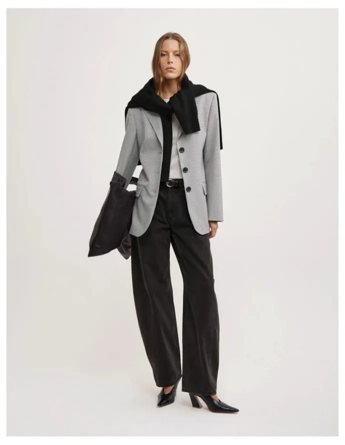 Witchery Houndstooth Blazer in Grey Houndstooth