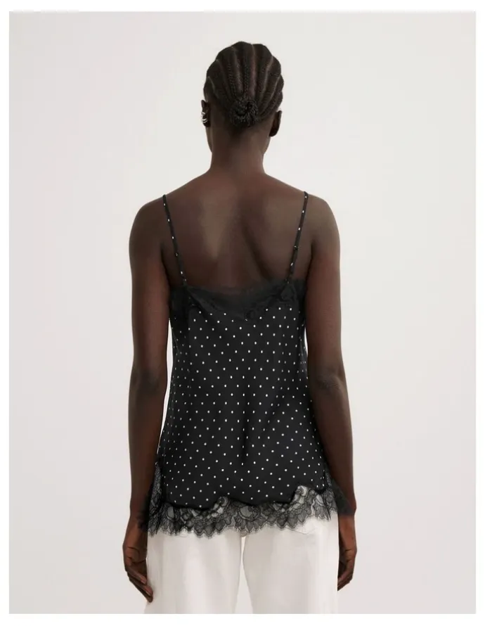 Witchery Lace Border Camisole in Black Polka Dot