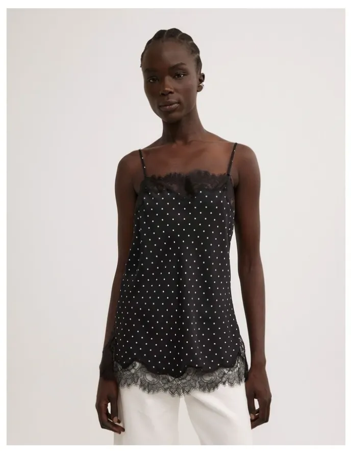 Witchery Lace Border Camisole in Black Polka Dot