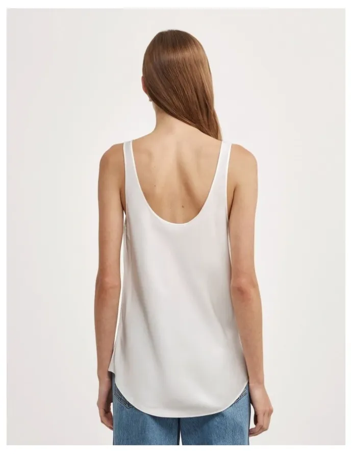 Witchery Satin Tank Top in Chalk